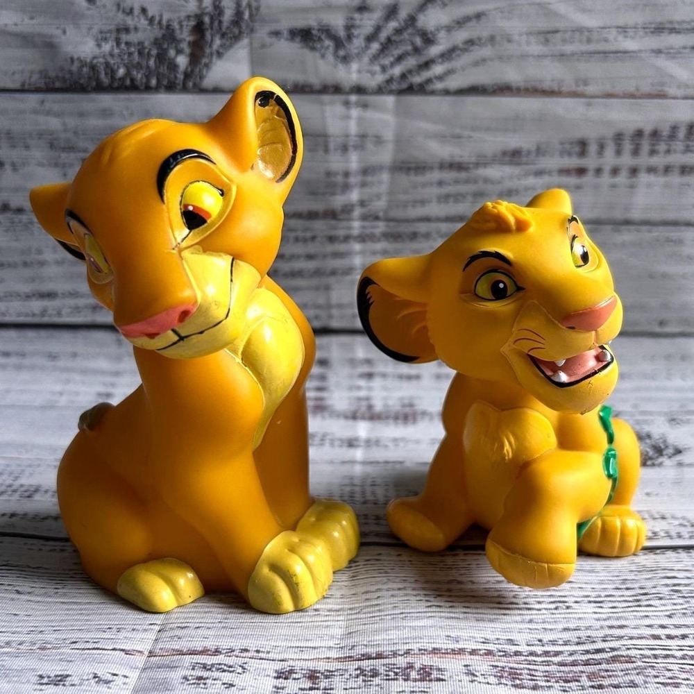 VTG Disney‎ Lion King Figures PVC Yellow Squeaky Young Simba Nala Vinyl Toy Set